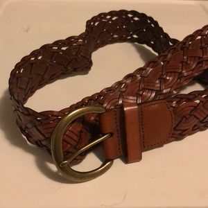 Loft braided leather brown belt with gold buckle